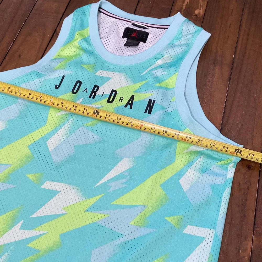 Jordan Mens Basketball Jersey Teal Green Geometric Print Number 23 Mesh Large